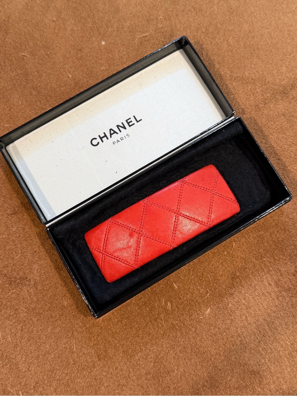 CHANEL Red Quilted Leather Key/Card Holder